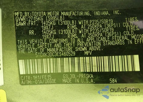 2014 Toyota Sienna Se 8 Passenger from USA, damaged, VIN 5TDXK3DC3ES460529